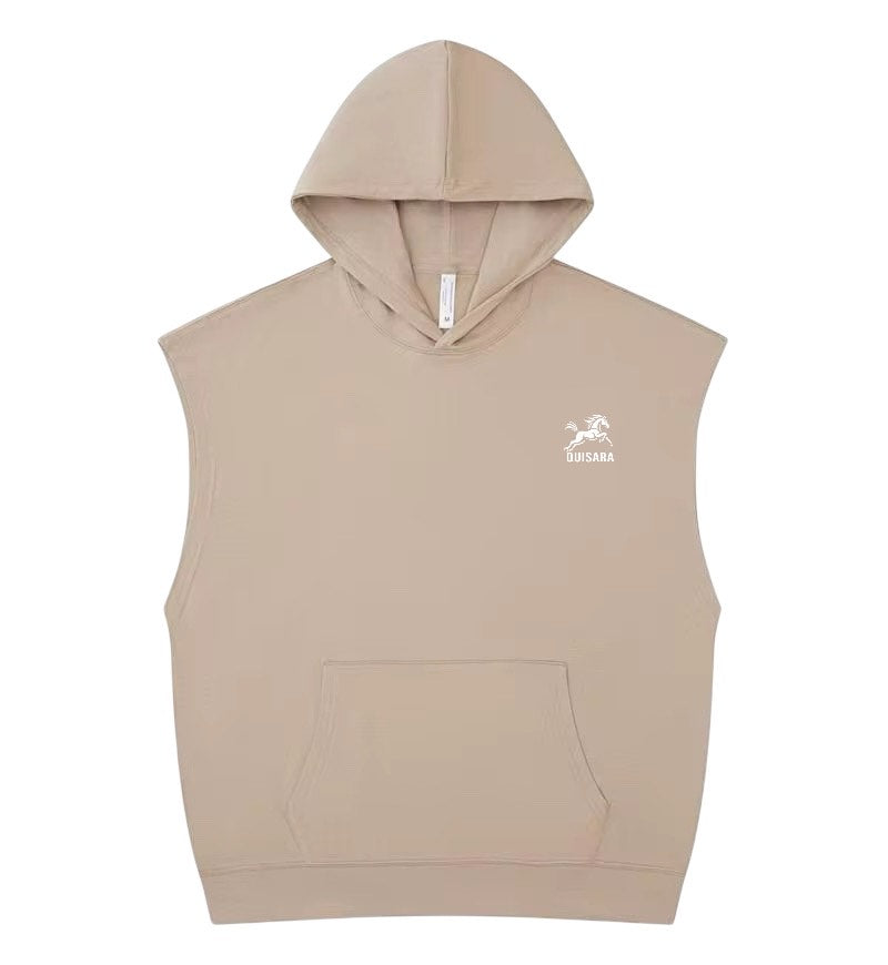 Sweat sans manches à capuche beige